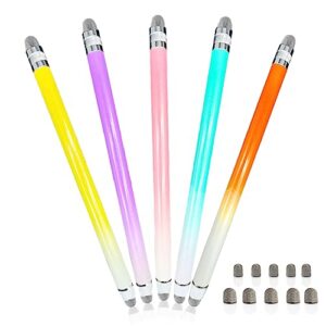 stylus pens for touch screens 5 pack, 10 replaceable tips high precision capacitive stylus pen for ipad iphone android tablets and all universal touch screen devices