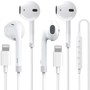 msurty 2 pack-apple earbuds/wired earphones/iphone headphones/lightning [apple mfi certified] built-in compatible with iphone 7/8/x/11/12/13/14/pro/pro max, support all ios system, ms-u005