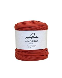 amorino fios premium 36mm t-shirt yarn (terracotta), very soft crochet yarn, crochet yarn with perfect elasticity and softness, yarn for crafts, knotless cotton yarn, macrame t-shirt yarn.