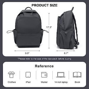 coofay Black Carry on Backpack For Women Men Waterproof College Gym Backpack Lightweight Small Travel Backpack Rucksack Casual Daypack Laptop Backpacks Hiking Backpack