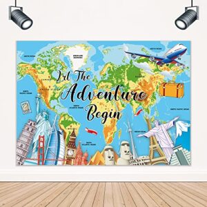 lightinhome world map backdrop 7wx5h feet around the world let the adventure begin adventure awaits kids baby shower graduation going away photography background decorations photo booth studio prop