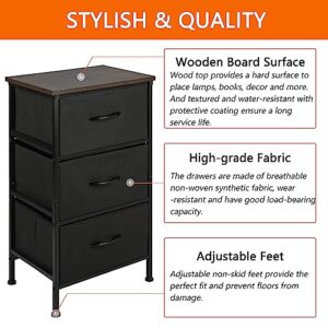 Tall Dresser Storage Drawers Stand with 3 Removable Fabric Drawers-Organizer Unit for Bedroom, Living Room, Storage Bins with Drawers