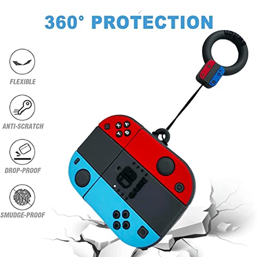 CASEVERSE Compatible for Google Pixel Buds Pro 2022 Cases, Front LED Visible Cartoon Games Console Soft Silicone Protective Cover Skin with Keychain