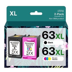 63xl ink cartridges combo pack high yield compatible replacement for hp ink 63 works with officejet 3830 4650 4655 5255 5258 5200 envy 4510 4520 deskjet 1110 3630 printer (1 black,1 tri-color)