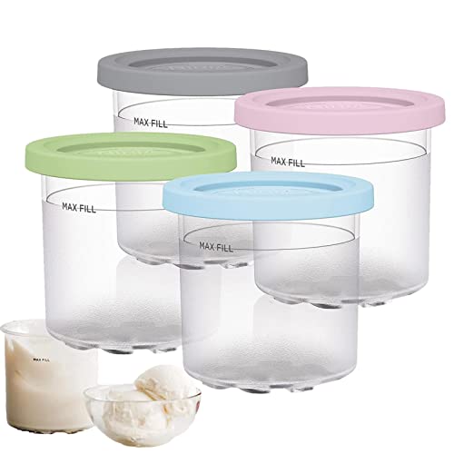 PROKTH 4 Packs Ice Cream Containers for Ninja Creami, Ninja Creami Pints and Lids, Creami Pint Containers for NC301, NC300, NC299AMZ, CN305A, CN301CO Series, Reusable and Dishwasher Safe