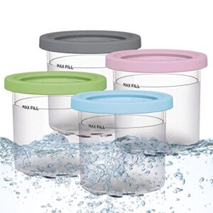 PROKTH 4 Packs Ice Cream Containers for Ninja Creami, Ninja Creami Pints and Lids, Creami Pint Containers for NC301, NC300, NC299AMZ, CN305A, CN301CO Series, Reusable and Dishwasher Safe