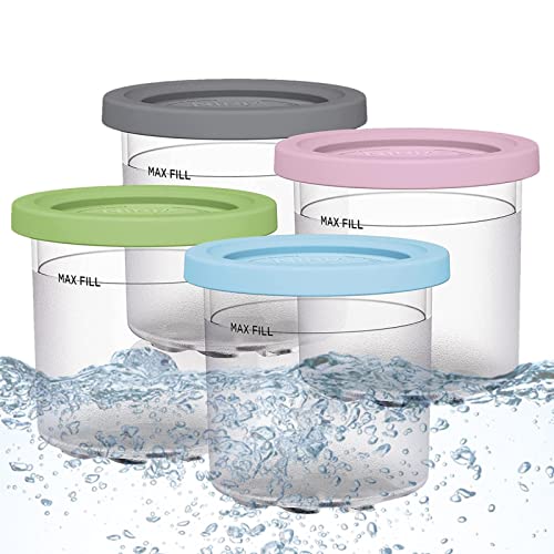 PROKTH 4 Packs Ice Cream Containers for Ninja Creami, Ninja Creami Pints and Lids, Creami Pint Containers for NC301, NC300, NC299AMZ, CN305A, CN301CO Series, Reusable and Dishwasher Safe