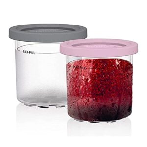 prokth 2pcs ice cream tubs compatible for nc301, nc300, nc299amz, cn305a, cn301co series creami ice cream makers, ninja creami tubs, creami pint containers, reusable and dishwasher safe