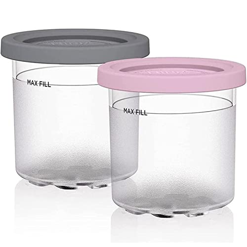 PROKTH 2pcs Ice Cream Tubs Compatible for NC301, NC300, NC299AMZ, CN305A, CN301CO Series Creami Ice Cream Makers, Ninja Creami Tubs, Creami Pint Containers, Reusable and Dishwasher Safe