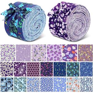 80 pcs cotton fabric roll up fabric strips bundle quilting fabric precut roll for quilting cloth patchwork sewing craft blanket rug purse making (floral style)