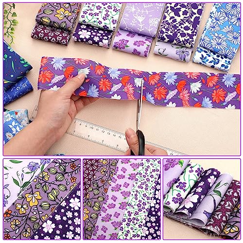 80 Pcs Cotton Fabric Roll up Fabric Strips Bundle Quilting Fabric Precut Roll for Quilting Cloth Patchwork Sewing Craft Blanket Rug Purse Making (Floral Style)