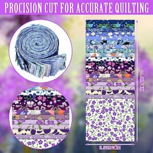 80 Pcs Cotton Fabric Roll up Fabric Strips Bundle Quilting Fabric Precut Roll for Quilting Cloth Patchwork Sewing Craft Blanket Rug Purse Making (Floral Style)