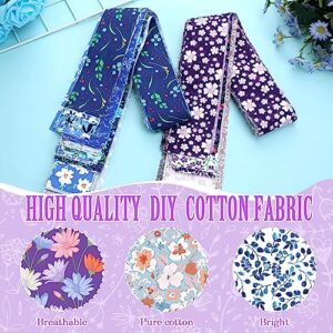 80 Pcs Cotton Fabric Roll up Fabric Strips Bundle Quilting Fabric Precut Roll for Quilting Cloth Patchwork Sewing Craft Blanket Rug Purse Making (Floral Style)