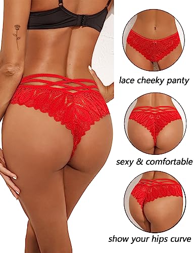 Avidlove Women‘s Sexy Panties Lace Bikini Underwear Cross String Hipster Panties Pink M