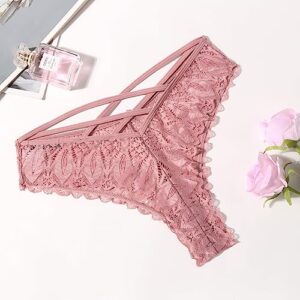 Avidlove Women‘s Sexy Panties Lace Bikini Underwear Cross String Hipster Panties Pink M