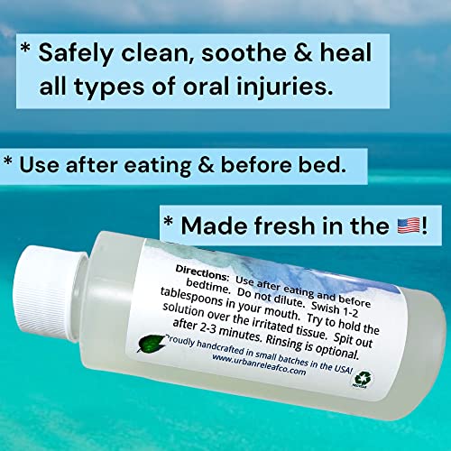 Urban ReLeaf Liquid Oral Wound Cleanser with Peppermint ! Soothe Irritation. Speed Healing. Natural Sea Salt Soak. Dental Work, Braces, Mouth, Gum, Canker sores, Orthodontics, dentures. Fresh Mint