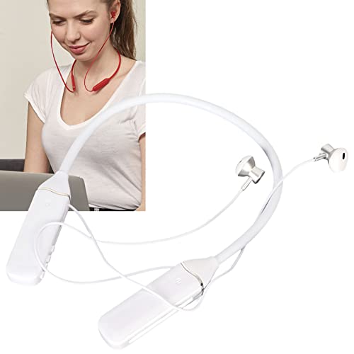 Yunseity Bluetooth 5.3 Neckband Headphones, LED Power Display Wireless Earbuds, Long Playtime in Ear Earphone Stereo Bass Headset with RGB Backligh for Sports Music Conference (White)