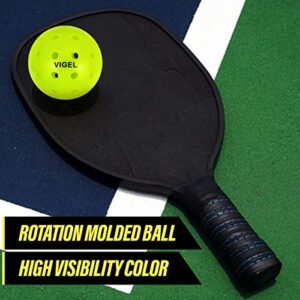 Vigel Premium Outdoor Pickleball Balls Set of 4 - USAPA Approved, Tournament and Competition play, Perfectly Balanced, High Bounce, True Flight, Durable, 40 Hole Pickleball, Ideal for All Skill Levels