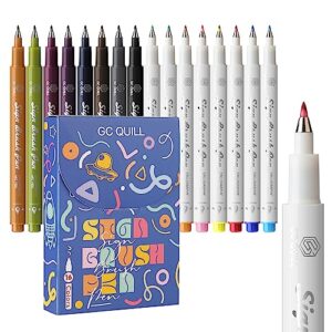 gc quill sign brush pens - 16 colors sign pens calligraphy set with fude sign brush tips for hand lettering, calligraphy, drawing, writing, journaling gc-sb16