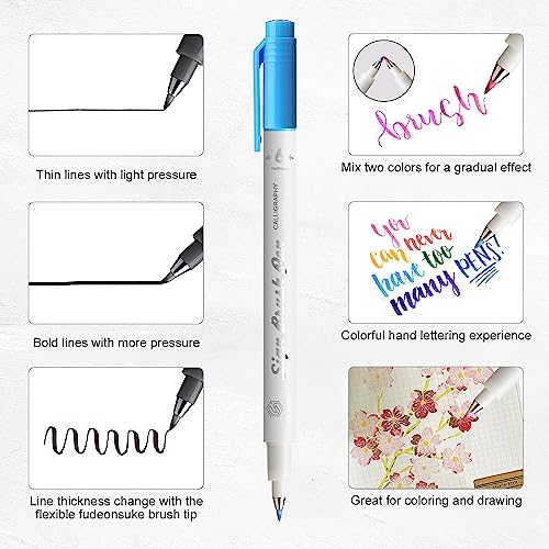 GC QUILL Sign Brush Pens - 16 Colors Sign Pens Calligraphy Set with Fude Sign Brush Tips for Hand Lettering, Calligraphy, Drawing, Writing, Journaling GC-SB16