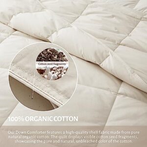 Bafode Goose Down Comforter Queen Size - All Seasons Duvet Insert Queen - Fluffy Goose Feather Down Comforter with Organic Cotton Shell - Luxury Comforter for Queen Size Bed Fill with 54 Oz Goose Down