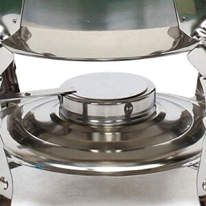 European Style Chafing Dish Buffet Set, Stainless Steel Chafer with Wooden Handle, Food Warming Tray for Catering, Chafers and Buffet Warmer Sets for Event Party Holiday Banquet Dinners (Round)