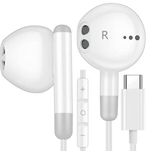 usb c headphones, usb type c earphones hifi stereo usb c wired earbuds with microphone volume control noise canceling for ipad pro, samsung s23 ultra s22 s21 s20 fe note20, pixel 7 6 5, oneplus 10