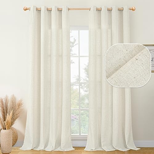 YoungsTex Natural Linen Curtains for Living Room 84 Inches Length Light Filtering Linen Textured Curtains Privacy Protection Window Drapes for Bedroom Grommet, Linen, 2 Panels, 52 X 84 Inch