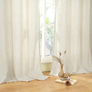 YoungsTex Natural Linen Curtains for Living Room 84 Inches Length Light Filtering Linen Textured Curtains Privacy Protection Window Drapes for Bedroom Grommet, Linen, 2 Panels, 52 X 84 Inch