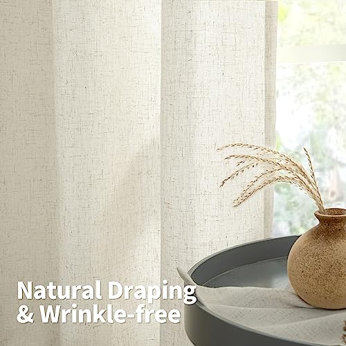 YoungsTex Natural Linen Curtains for Living Room 84 Inches Length Light Filtering Linen Textured Curtains Privacy Protection Window Drapes for Bedroom Grommet, Linen, 2 Panels, 52 X 84 Inch