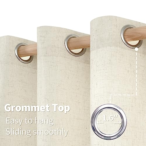 YoungsTex Natural Linen Curtains for Living Room 84 Inches Length Light Filtering Linen Textured Curtains Privacy Protection Window Drapes for Bedroom Grommet, Linen, 2 Panels, 52 X 84 Inch