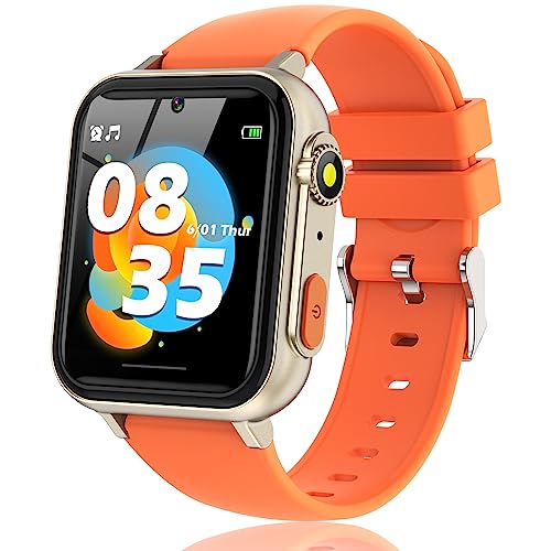 Kids Smart Watch for Boys Girls with Games, Children Educational Smartwatch with Camera Bedtime Stories Music Alarm Pedometer, Smart Watch for Kids Toy Gifts for Toddlers 3 4 5 6 Years Old (Orange)