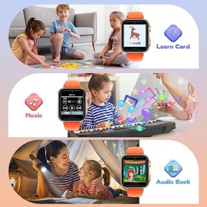Kids Smart Watch for Boys Girls with Games, Children Educational Smartwatch with Camera Bedtime Stories Music Alarm Pedometer, Smart Watch for Kids Toy Gifts for Toddlers 3 4 5 6 Years Old (Orange)