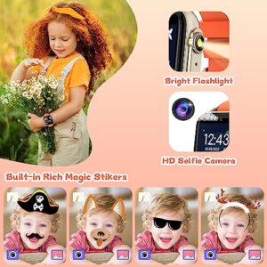 Kids Smart Watch for Boys Girls with Games, Children Educational Smartwatch with Camera Bedtime Stories Music Alarm Pedometer, Smart Watch for Kids Toy Gifts for Toddlers 3 4 5 6 Years Old (Orange)