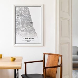 Dear Mapper Chicago United States View Abstract Road Modern Map Art Minimalist Painting Black and White Canvas Line Art Print Poster Art Print Poster Home Decor (Set of 3 Unframed) (24x36inch)