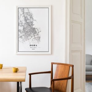 Dear Mapper Doha Qatar View Abstract Road Modern Map Art Minimalist Painting Black and White Canvas Line Art Print Poster Art Print Poster Home Decor (Set of 3 Unframed) (12x16inch)