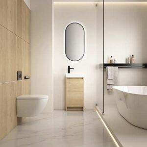 jibio 16" freestanding modern bathroom vanity and sink set,with soft close doors bathroom storage cabinet bath storage cabinet with ceramics sink for bathroom and toilet (plain light oak b)