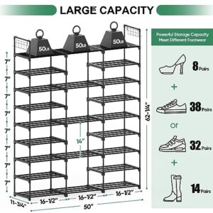 BALEINE 9 Tiers Shoe Rack Organizer, Vertical Large Capacity Shoe Storage Shelf Stackable Shoe Racks for Entry Hallway, Closet, Bedroom, Garage