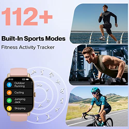 Aptkdoe Smart Watch, Fitness Tracker with Dail Calls Speaker, 1.85" Touch Screen IP68 Waterproof Smartwatch, 112 Sport Modes Activity Tracker with Heart Rate Monitor, Pedometer Watch for Women Pink