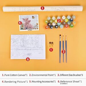 TISHIRON Paint by Number for Adults Cute Pig Adult Paint by Numbers Kits Art Paint by Numbers for Beginner Kids Gift Home Wall Decor(16x20inch).