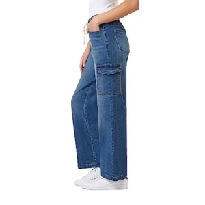 WallFlower Women's Plus Size Tomboy Relaxed Cargo Denim Mid-Rise Insta Stretch Juniors Jeans, Veronica A