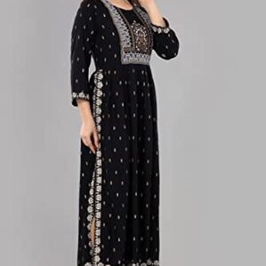 Women's Rayon Printed Nayra Cut Kurti (as1, alpha, 3x_l, regular, regular, Black)