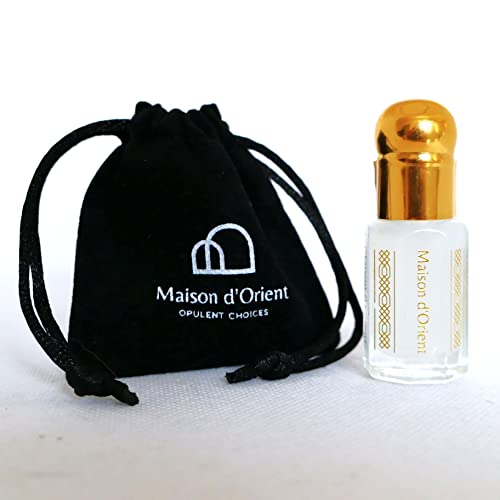 Maison d'Orient Vanilla Musk Perfume Oil in Arabian Bottle with Applicator and Pouch for Weddings, Parties, and Baby Showers