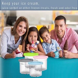 Ice Cream Pint Cups, Ice Cream Containers with Lids for Ninja Creami Pints, Ice Cream Pint Kitchen Accessories for NC301 NC300 NC299AM Series Ice Cream Machines, Sealed and Leak-proof 2/4 Pieces. (2 pcs-A)
