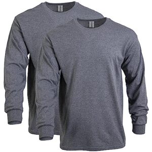 gildan heavy cotton long sleeve t-shirt, style g5400, 2-pack, graphite heather
