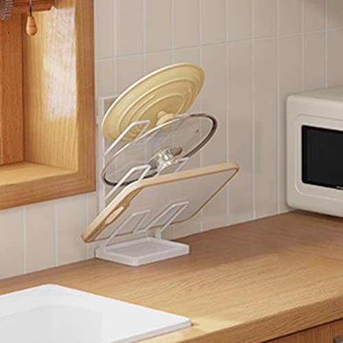 Bothyi Cutting Board Rack Lid Organizer Kitchen Utensils Rest Flatware Tray Shelf with Drip Pan Pots Lid Holder Stand Lid Stand for Wall Pans Lids