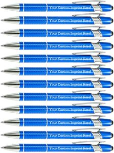 express pencils customized pens with stylus - metal pens - custom printed name pens with black ink personalized & imprinted with logo or message -great gift ideas- 12 pcs/pack (blue)