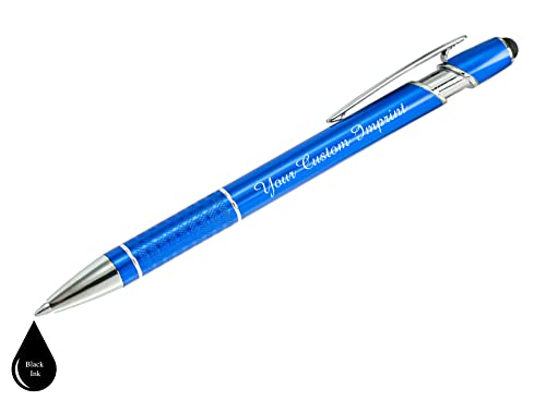 Express Pencils Customized Pens with Stylus - Metal Pens - Custom Printed Name Pens with Black Ink Personalized & Imprinted with Logo or Message -Great Gift Ideas- 12 pcs/pack (Blue)