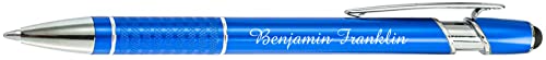 Express Pencils Customized Pens with Stylus - Metal Pens - Custom Printed Name Pens with Black Ink Personalized & Imprinted with Logo or Message -Great Gift Ideas- 12 pcs/pack (Blue)