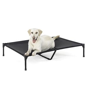 garnpet elevated dog bed for extra large dogs, raised dog cot beds fits up to 150 lbs, heavy duty pet cots with durable supportive teslin recyclable washable mesh, indoor & outdoor dog bed, black